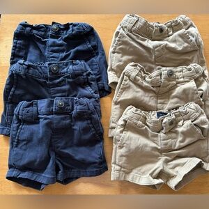 The Children’s Place Navy and Khaki Uniform Shorts Set, size 6-9 m